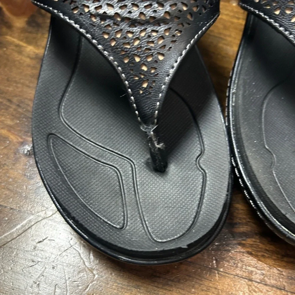 Dr. Scholl's Wedge Sandals 9 Black Advanced Comfort Summer Shoes Orthopedic